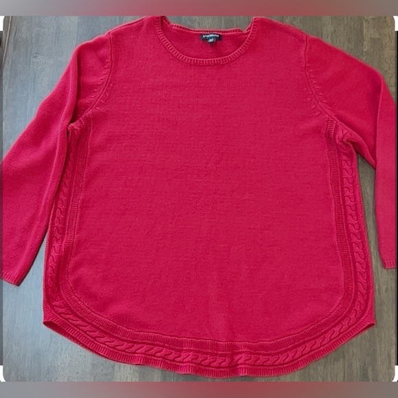 Lane Bryant Red Tight Knit 3/4 Sleeve Sweater Top, Size 18/20 - Picture 4 of 8